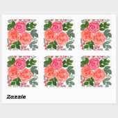 DRIE WATERVERF ROZEN VIERKANTE STICKER (Vel)