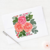 DRIE WATERVERF ROZEN VIERKANTE STICKER (Envelop)