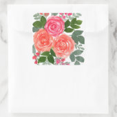 DRIE WATERVERF ROZEN VIERKANTE STICKER (Tas)
