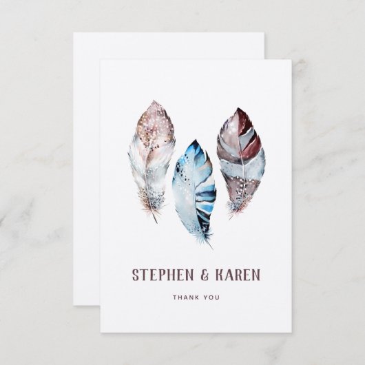 Drie Waterverf van de Elegant Wedding Bedankkaart (Voorkant / Achterkant)