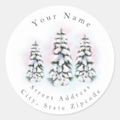 Drie Waterverf Winterbomen labels (Voorkant)