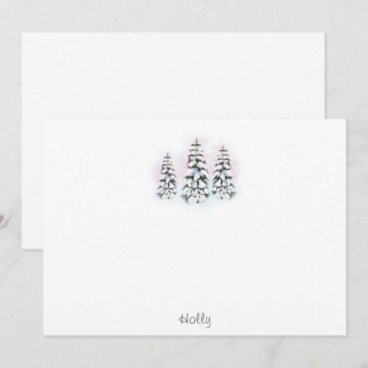 Drie Waterverf winterbomen Notitiekaartje (Voorkant / Achterkant)