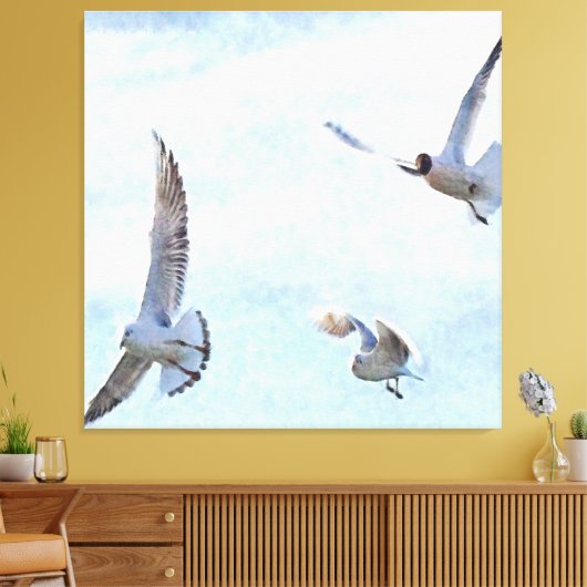 Drie Waterverf zeegarens Canvas Afdruk (Insitu (Woonkamer))