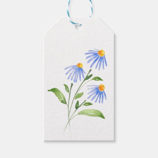 Drie Waterverven Asters Cadeaulabel (Voorkant)