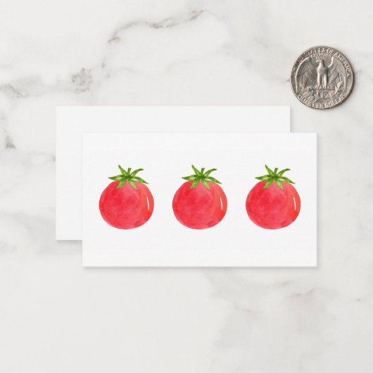 Drie Waterverven tomaten Notitiekaartje (Voorkant / Achterkant in situ)