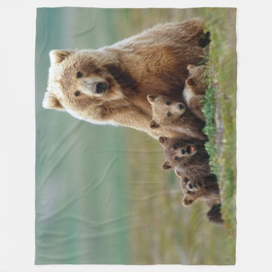 DRIE WELPEN OM OP TE VOEDEN FLEECE DEKEN (Voorkant)