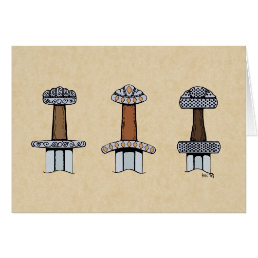 Drie Wenskaart met Viking Sword Hilts (Voorkant Horizontaal)