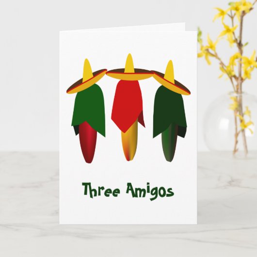 Drie Wenskaarten van Amigo Hot Peppers Kaart (Gele Bloem)