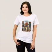 Drie westerse cowgirls met lassos Tri-Blend shirt (Voorkant volledig)
