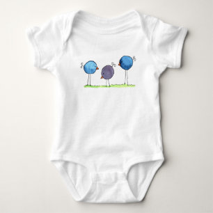 Drie Whimsical Watercolor Vogels Romper