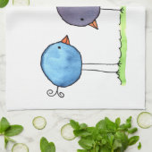 Drie Whimsical Watercolor Vogels Theedoek (Gevouwen)