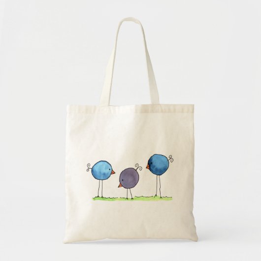 Drie Whimsical Watercolor Vogels Tote Bag (Voorkant)