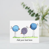 Drie Whimsical Waterverf Vogels Briefkaart (Staand voorkant)
