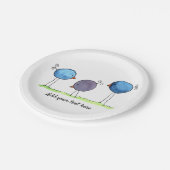 Drie Whimsical Waterverf Vogels Papieren Bordje (Gekanteld)