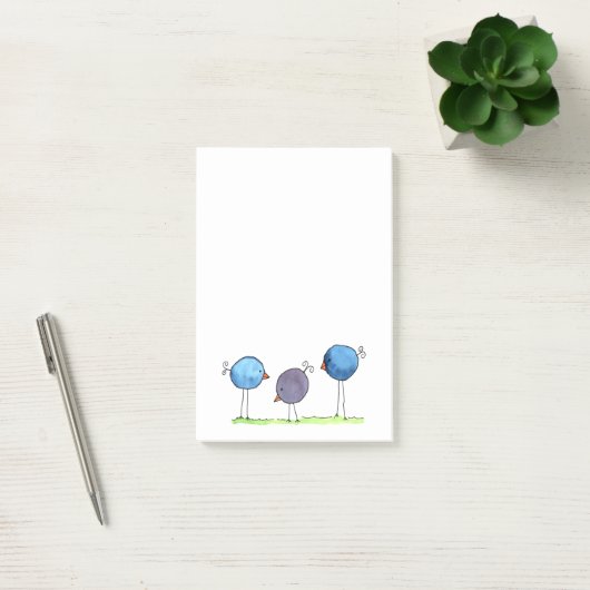 Drie Whimsical Waterverf Vogels Post-it® Notes (Kantoor)