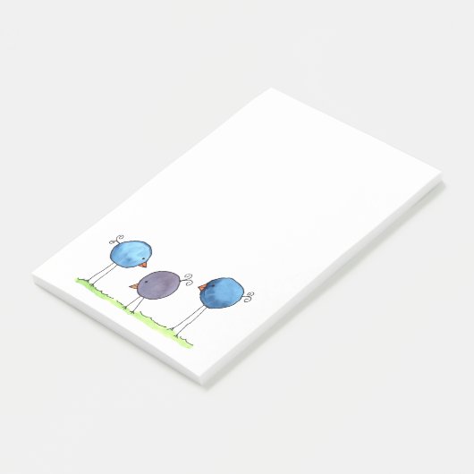 Drie Whimsical Waterverf Vogels Post-it® Notes (Schuin)
