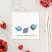 Drie Whimsical Waterverf Vogels Servet (Insitu)