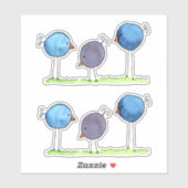 Drie Whimsical Waterverf Vogels Sticker (Vel)