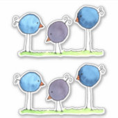 Drie Whimsical Waterverf Vogels Sticker (Voorkant)