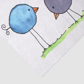 Drie Whimsical Waterverf Vogels Tissuepapier (Detail)