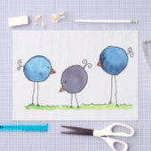 Drie Whimsical Waterverf Vogels Tissuepapier (Craft)