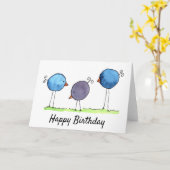 Drie Whimsical Waterverf Vogels Verjaardag Kaart (Gele Bloem)