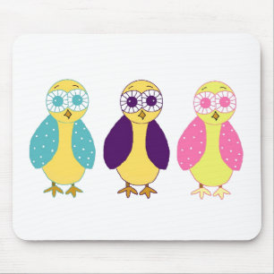 Drie Whimsische Uilen Muismat