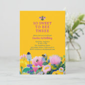 Drie whimsische verjaardag Sweet to Bee Kaart (Staand voorkant)