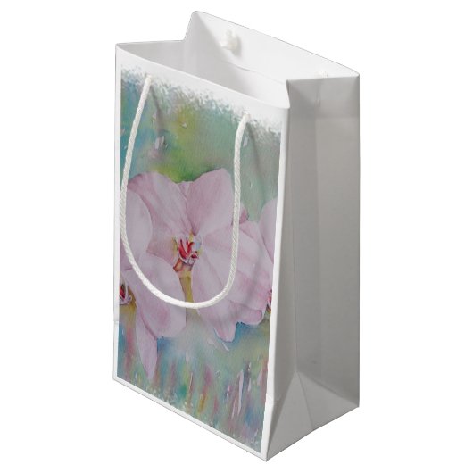 DRIE WHITE ORCHIDS GIFT BAG KLEIN CADEAUZAKJE (Voorkant Gekanteld)