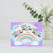 Drie Wien Schapen die een regenboogvaar gelukkig m Briefkaart (Staand voorkant)