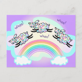 Drie Wien Schapen die een regenboogvaar gelukkig m Briefkaart