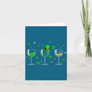 Drie wijn glas klaver shamrock St. Patrick Dag Ier Kaart