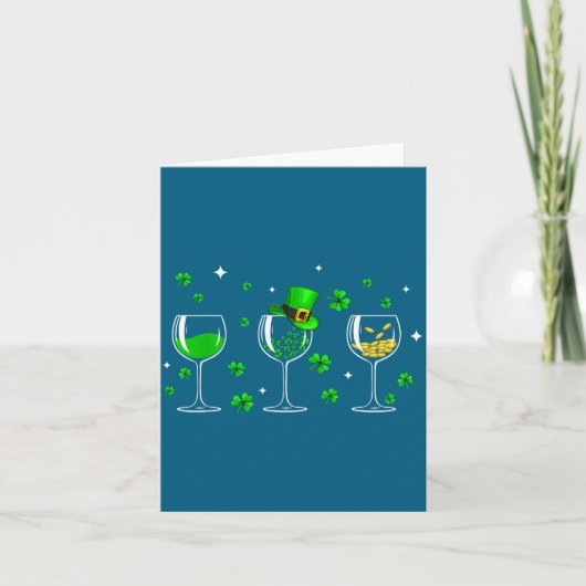 Drie wijn glas klaver shamrock St. Patrick Dag Ier Kaart (Voorkant)