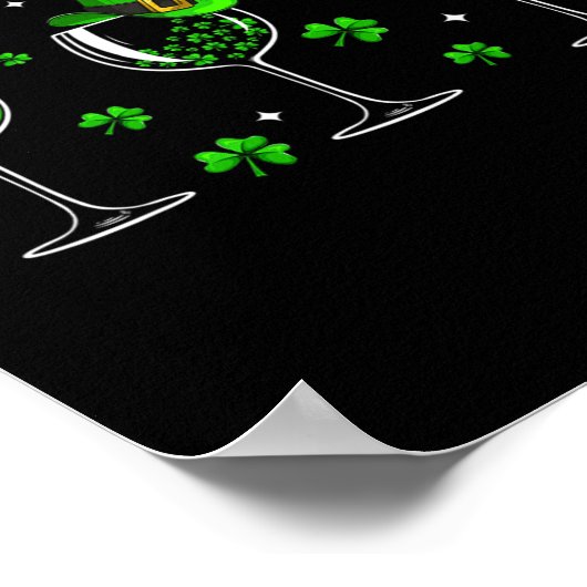 Drie wijnglazen klaver Shamrock St Patrick Day Iri Poster (Hoek)