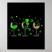 Drie wijnglazen klaver Shamrock St Patrick Day Iri Poster (Voorkant)