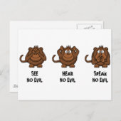 Drie Wijze Apen Briefkaart (Voorkant / Achterkant)