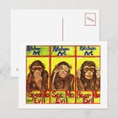 Drie Wijze Apen Briefkaart (Voorkant / Achterkant)