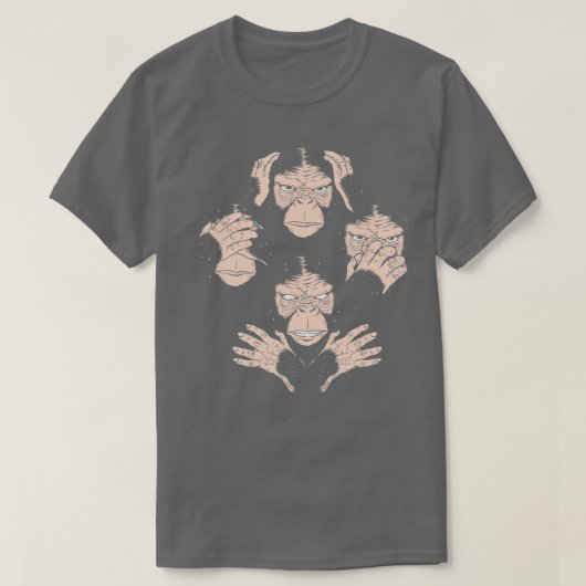 Drie Wijze apen horen geen beschimpbeeld spreken T-shirt (Design voorkant)