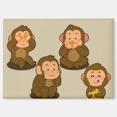 Drie wijze apen plus een normale magneet (Voorkant)