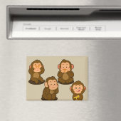 Drie wijze apen plus een normale magneet (Insitu (Vaatwasser))