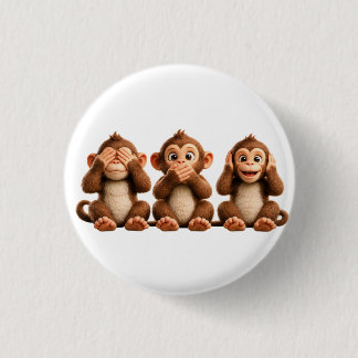 Drie Wijze Apen Ronde Button 3,2 Cm