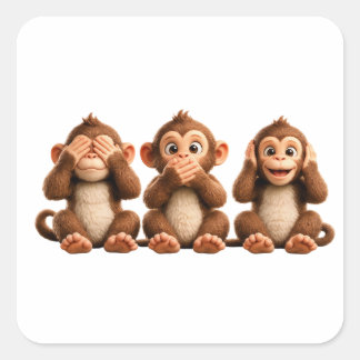 Drie Wijze Apen Vierkante Sticker
