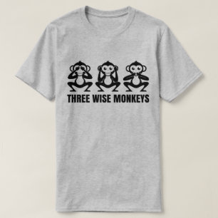 Drie Wijze apen zien horen geen Kwaad T-shirt spre