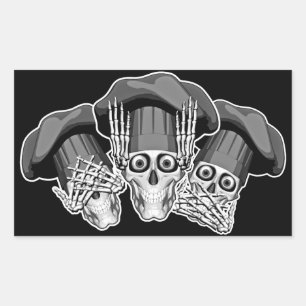 Drie Wijze Chef Skulls Rechthoekige Sticker