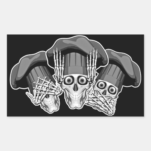 Drie Wijze Chef Skulls Rechthoekige Sticker (Voorkant)