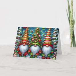 Drie Wijze Kabouters Kerstmis Feestdagen Kaart