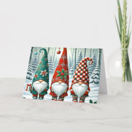 Drie Wijze Kabouters Kerstmis Feestdagen Kaart