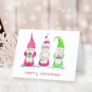 Drie Wijze Kerstkabouters Feestdagen Kaart