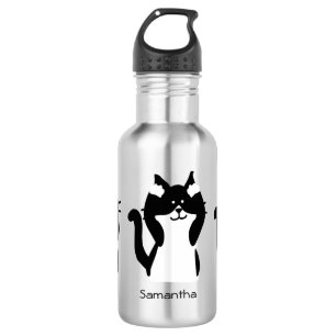 Drie Wijze Kitties Zwart en Wit Custom Waterfles