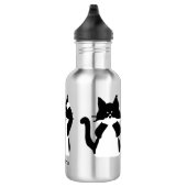 Drie Wijze Kitties Zwart en Wit Custom Waterfles (Rechts)